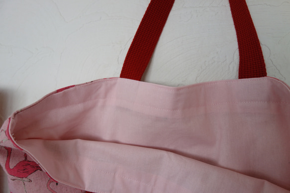 フラミンゴ×ピンク☆レッスンバック&シューズ袋二点セット 4枚目の画像