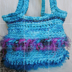 波間の人魚　バッグ　手編み《ズパゲッティ糸》《かごバッグ》 3枚目の画像
