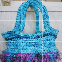 波間の人魚　バッグ　手編み《ズパゲッティ糸》《かごバッグ》 4枚目の画像