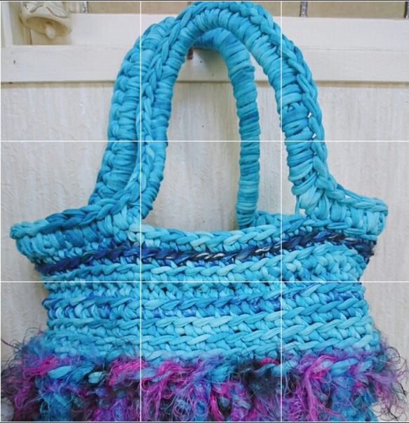 波間の人魚　バッグ　手編み《ズパゲッティ糸》《かごバッグ》 4枚目の画像
