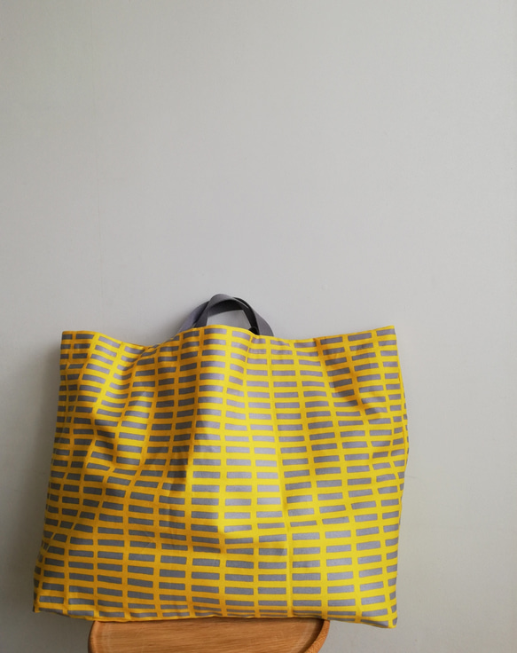 北欧風 2way Cotton Laundry bag~ヨコ柄  M~ 4枚目の画像