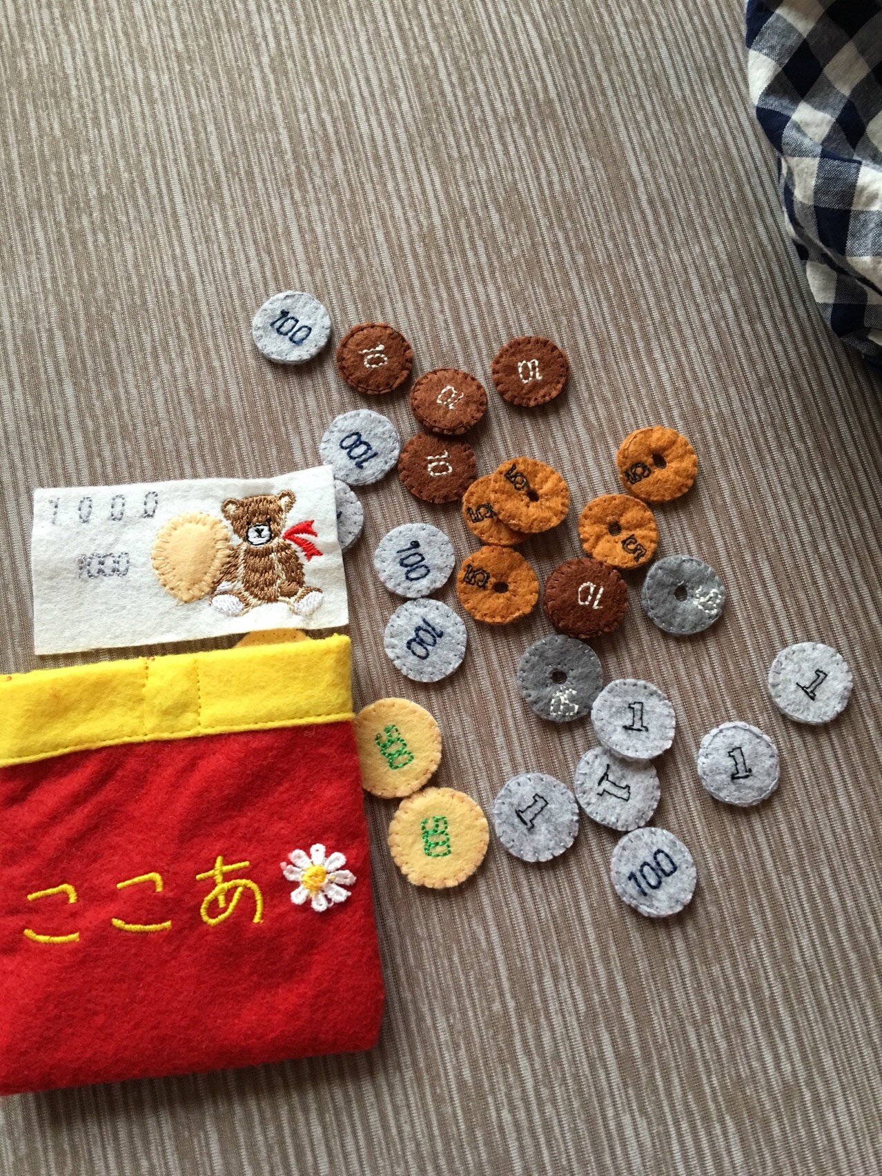 ☆フェルトままごと☆お買い物ごっこ用お金セット おもちゃ・人形 