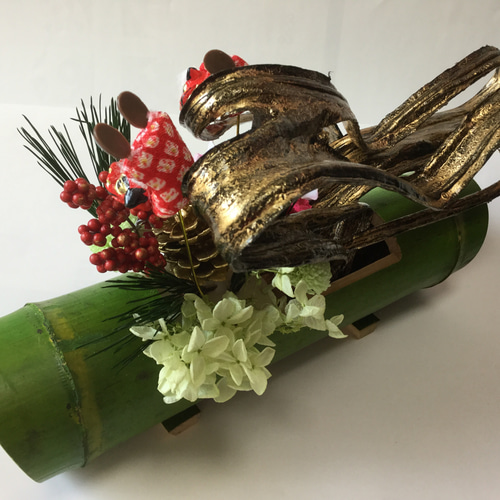 竹のお正月アレンジ プリザーブドフラワー crystalflora 通販 10926922