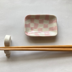 練りこみ市松豆皿 醤油皿　ピンク　国内送料無料 3枚目の画像