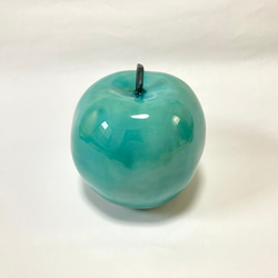 受注制作　トルコブルーガラス釉のリンゴ 1枚目の画像