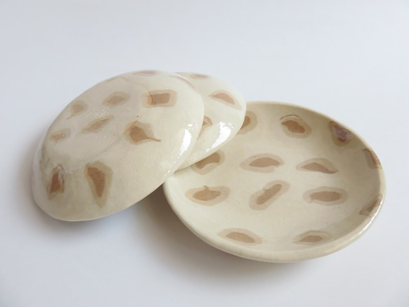 練りこみ陶器　ヒョウ柄皿　バラ売り 2枚目の画像