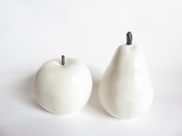 受注制作　白のりんごと洋なしのセット 3枚目の画像