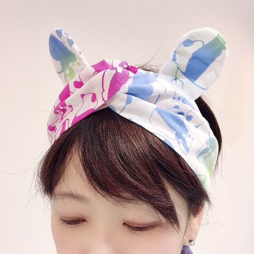 パンダターバン 耳付きターバン 親子パンダパステルカラー ヘアバンド 