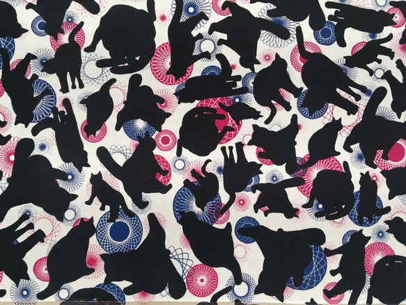 黒猫&グルグル　Heureuxテキスタイル　１１号帆布 　綿　キャンバス生地 2枚目の画像