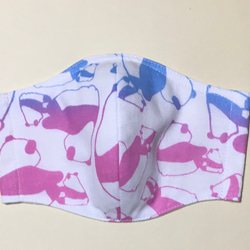 親子パンダ柄パステル　ピンク&ブルーマスク&耳つきターバン　マスクコーデ 3枚目の画像