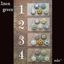 マグネット 5個セット(18㎜)【linen green】＊polish pottery＊ 磁石 インテリア 東欧 花柄 2枚目の画像