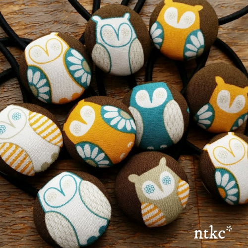 ヘアゴム 2本セット＊flower owl＊ 北欧 ふくろう フクロウ ヘア