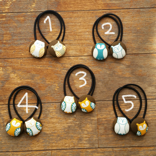 ヘアゴム 2本セット＊flower owl＊ 北欧 ふくろう フクロウ ヘア