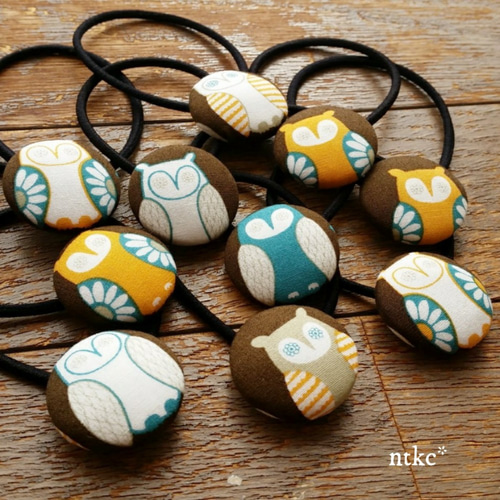 ヘアゴム 2本セット＊flower owl＊ 北欧 ふくろう フクロウ ヘア