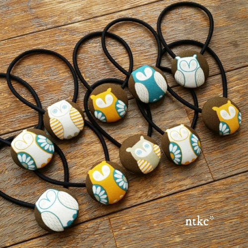 ヘアゴム 2本セット＊flower owl＊ 北欧 ふくろう フクロウ ヘア