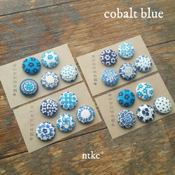 マグネット 5個セット(18㎜)【cobalt blue】 ＊polish pottery＊ 磁石 インテリア 東欧 花 1枚目の画像