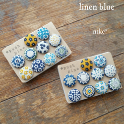 プッシュピン 10個セット【linen blue】＊polish pottery＊ 押しピン 画鋲 北欧 東欧 花柄 花 3枚目の画像
