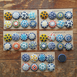 マグネット 8個セット(22㎜)【linen】＊polish pottery＊磁石 インテリア 冷蔵庫 メモ 花柄 東欧 3枚目の画像