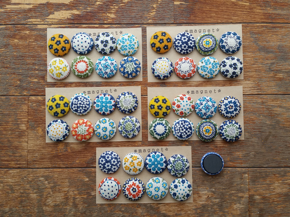 マグネット 8個セット(22㎜)【linen】＊polish pottery＊磁石 インテリア 冷蔵庫 メモ 花柄 東欧 3枚目の画像
