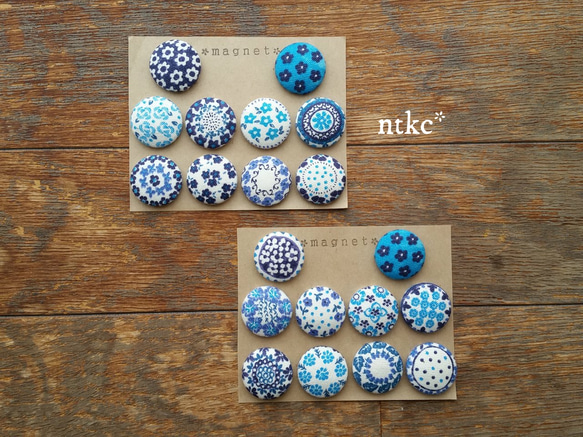 マグネット 10個セット(22㎜)【cobalt blue】＊polish pottery＊ 磁石 インテリア 花柄 3枚目の画像