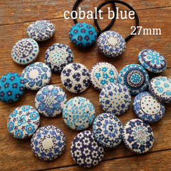 ★選べる*polish pottery*【cobalt blue*27㎜】ヘアゴム2本セット 1枚目の画像