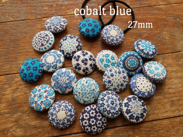 ★選べる*polish pottery*【cobalt blue*27㎜】ヘアゴム2本セット 1枚目の画像