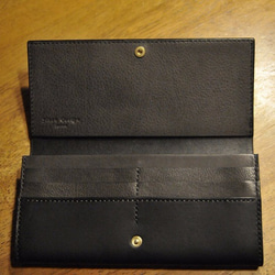 黒猫の長財布　（内装：ダークグレー）　猫目選べます♪ 3枚目の画像
