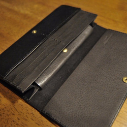 黒猫の長財布　（内装：ダークグレー）　猫目選べます♪ 4枚目の画像