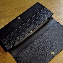 黒猫の長財布　（内装：ブラック）　猫目選べます♪ 4枚目の画像