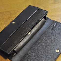 黒猫の長財布　（内装：ブラック）　猫目選べます♪ 5枚目の画像