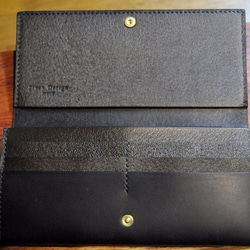 黒猫の長財布　（内装：ブラック）　猫目選べます♪ 4枚目の画像