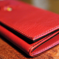 赤猫の長財布（内装：黒）　約232g　猫目選べます♪　 3枚目の画像