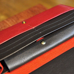 赤猫の長財布（内装：黒）　約232g　猫目選べます♪　 5枚目の画像