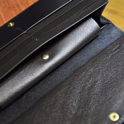 黒猫の長財布　（内装：炭黒）約250g　猫目選べます♪ 5枚目の画像