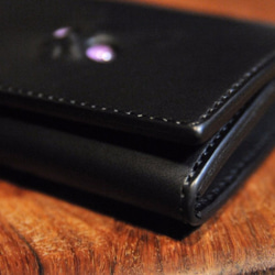 黒猫の長財布 （内装：炭黒）約230ｇ  猫目選べます♪ 3枚目の画像