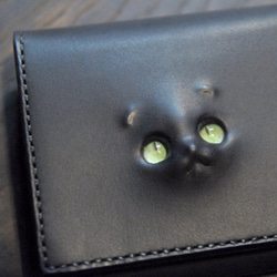 黒猫の長財布 （内装：黒）約279ｇ  猫目選べます♪ 1枚目の画像