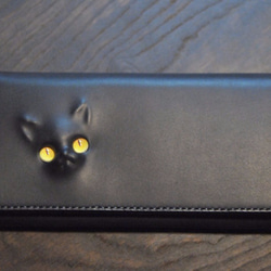 黒猫の長財布 （内装：黒）約261ｇ  猫目選べます♪ 新作ケットシーeyesも♪ 3枚目の画像
