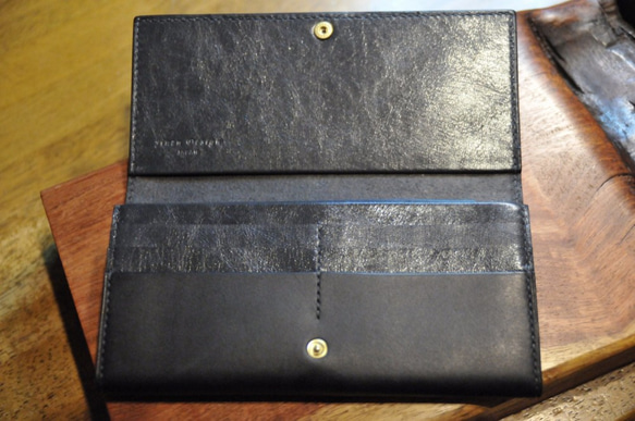 黒猫の長財布 （内装：ダークグレー）約221ｇ  猫目選べます♪ 4枚目の画像