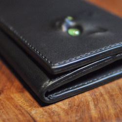 黒猫の長財布 （内装：ダークグレー）約221ｇ  猫目選べます♪ 5枚目の画像