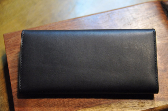 黒猫の長財布 （内装：ダークグレー）約221ｇ  猫目選べます♪ 6枚目の画像