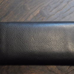 黒猫の長財布  （内装：ダークグレー／ディープパープル）約244ｇ  猫目選べます♪ 6枚目の画像