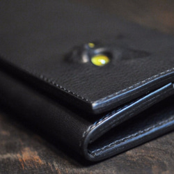 黒猫の長財布  （内装：ダークグレー／ブラック）約237ｇ  猫目選べます♪ 5枚目の画像