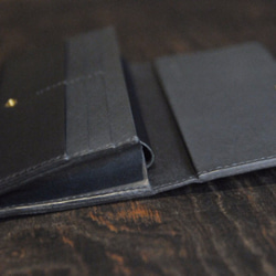黒猫の長財布 （表革：TEMPESTI社、内装：ダークグレー／ブラック）約249ｇ  猫目選べます♪ 5枚目の画像