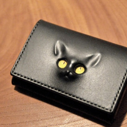 黒　レリーフ猫の名刺入れ　子ネコface 3枚目の画像