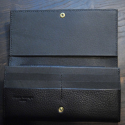 黒猫の長財布（表革：conceria800社、内装：ダークグレー／ブラック） 約262ｇ  猫目選べます♪ 3枚目の画像