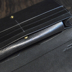 黒猫の長財布B（表革：VACCHETTA800、内装：ブラック） 約234ｇ  猫目選べます♪ 4枚目の画像