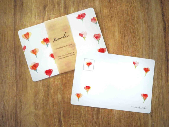 赤い小花のポストカード 2枚目の画像