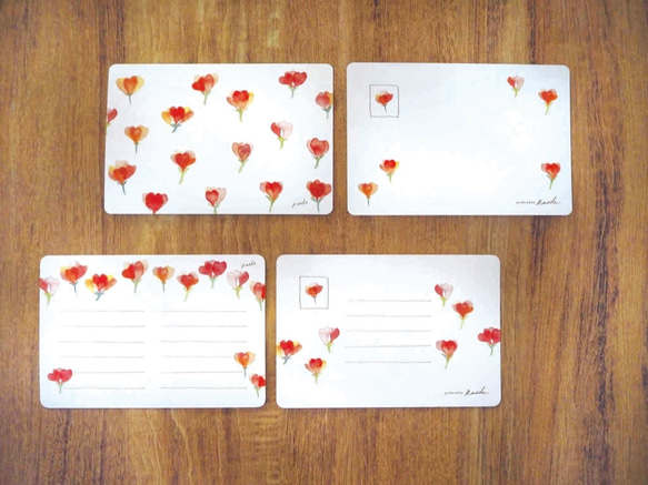 赤い小花のポストカード 4枚目の画像
