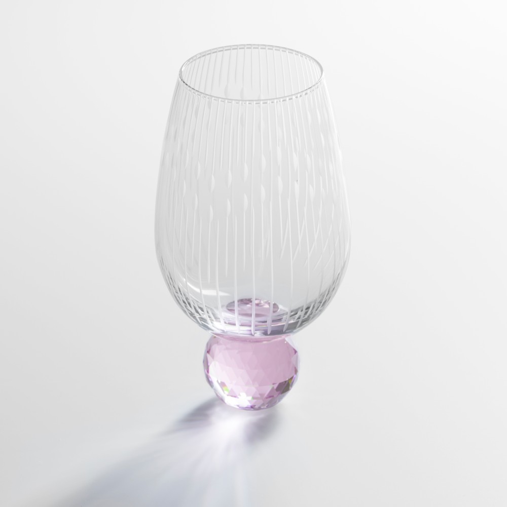 虹が出る東京切子（小）　花火　ピンク