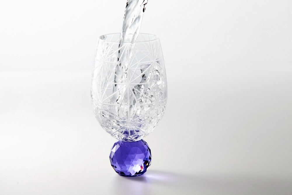 虹が出る東京切子　千代紙　パープル